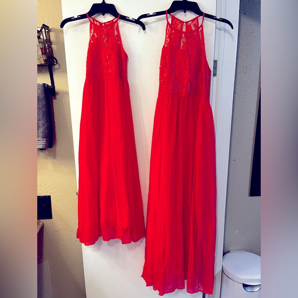 Girls Coral Dresses. Size 8 and size 16